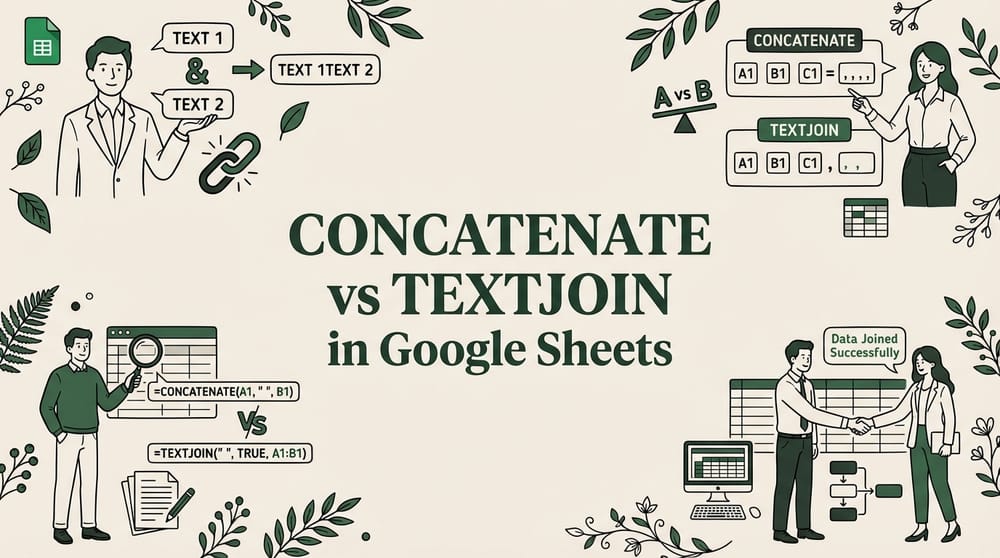Google Sheets CONCATENATE vs TEXTJOIN: Combine Text the Right Way