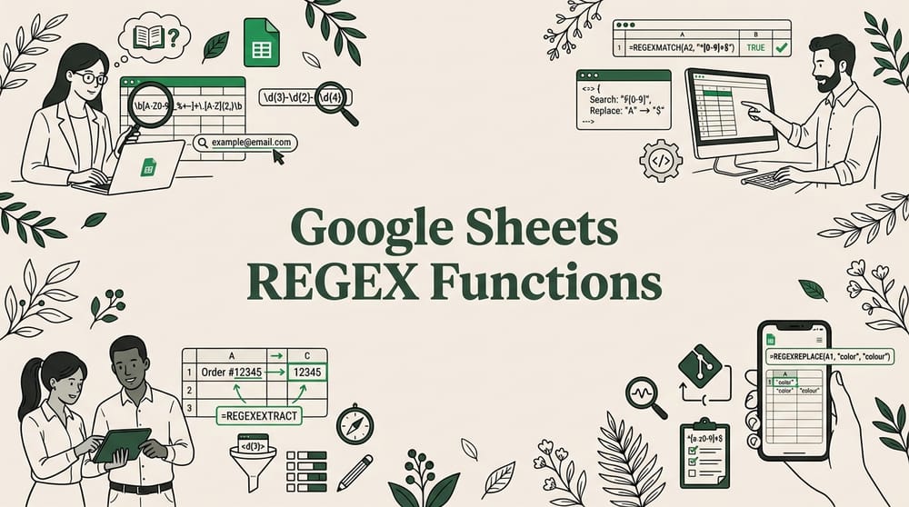 Google Sheets REGEX Functions: REGEXMATCH, REGEXEXTRACT, and REGEXREPLACE